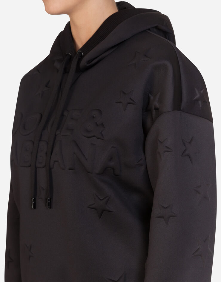 Dolce & Gabbana MILLENNIALS STAR SCUBA FABRIC HOODIE BLACK F9G80THUMD6
