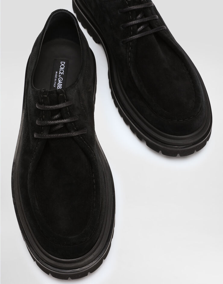 Dolce & Gabbana حذاء ديربي من جلد عجل شمواه أسود A10886AT441