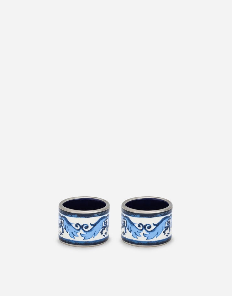 Dolce & Gabbana Set 2 Medium Ceramic Napkin Rings Multicolor TCGS03TCAEM