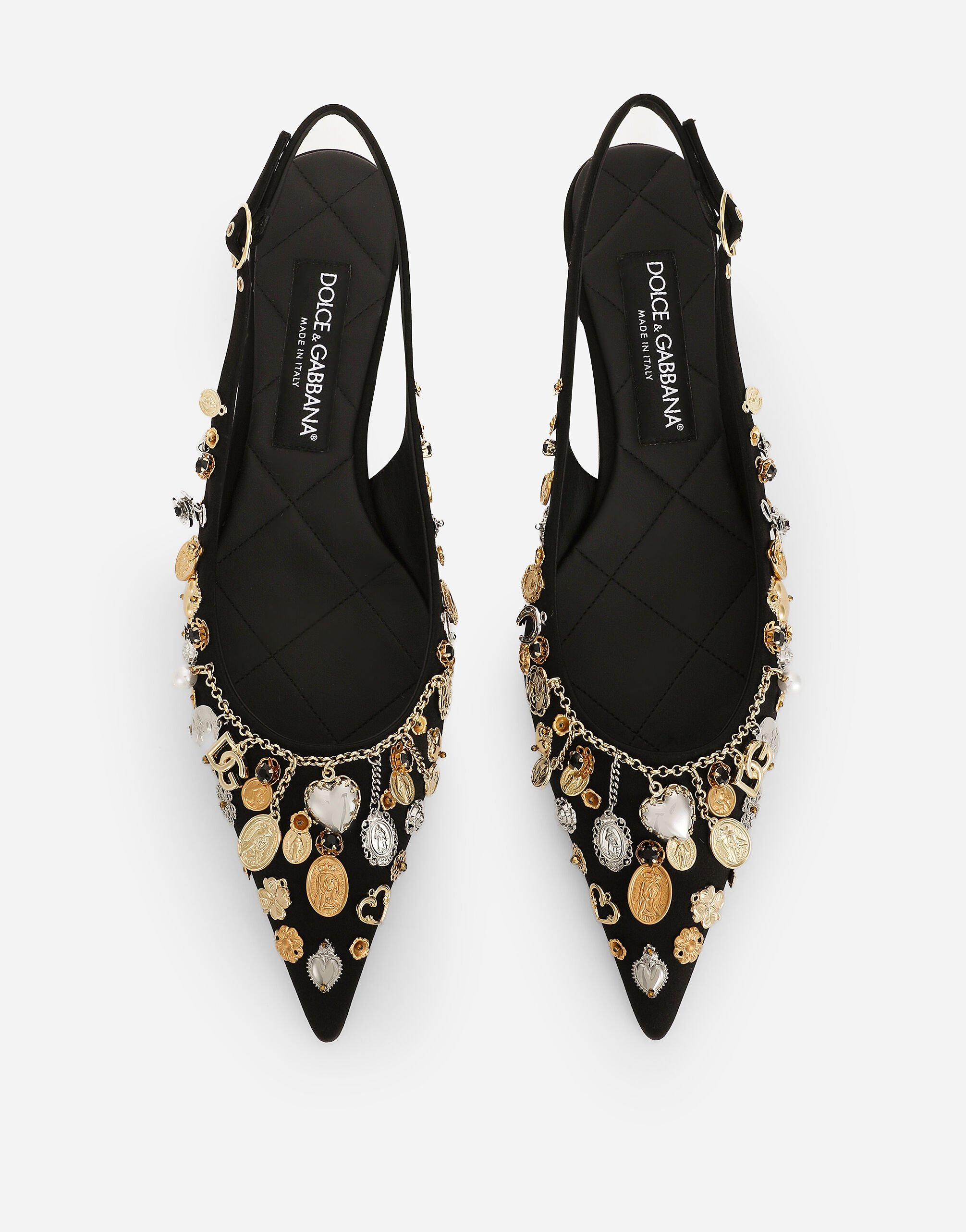 パンプス Dolce & Gabbana Satin Sling-Back With Rhinestone Embroidery Satin slingbacks with fusible rhinestones in Grey for Women