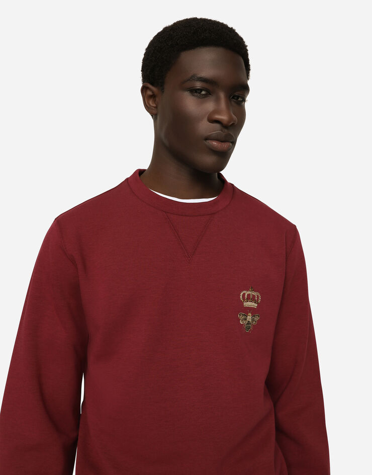 Dolce&Gabbana Cotton jersey sweatshirt with embroidery Bordeaux G9ABJZHU7H9