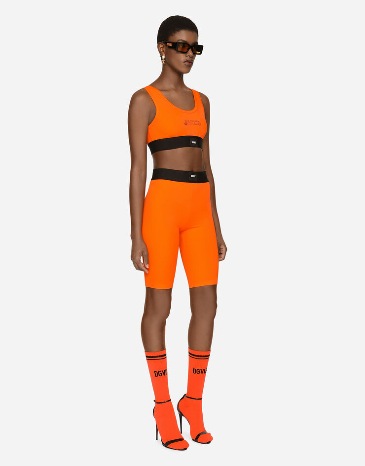 Dolce & Gabbana Bralette-Top aus maschenfestem Jersey mit Print DGVIB3:<br>• Orange<br>• Gerader Ausschnitt<br>• Enge Passform<br>• Ungefüttert<br>• Der Artikel hat bei Größe 40 IT eine Länge von 9 cm ab der hinteren Mitte<br>• Das Model ist 175 cm groß und trägt Größe 40 IT<br>• Made in Italy DGVIB3 Orange F79BWTG7K6V
