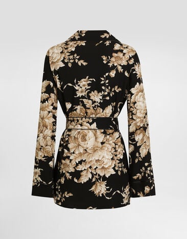Dolce & Gabbana Bluse Vanity aus Seide mit Rosenprint Drucken F5Q03TFSA7Y