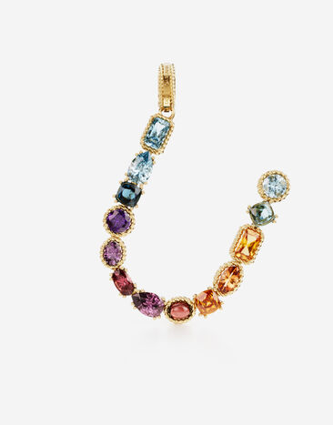 Dolce & Gabbana Rainbow alphabet U 18 kt yellow gold charm with multicolor fine gems Gold WANR1GWMIXO