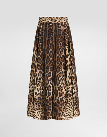 Dolce & Gabbana Leo-print poplin skirt Print F4CULTHS5E3