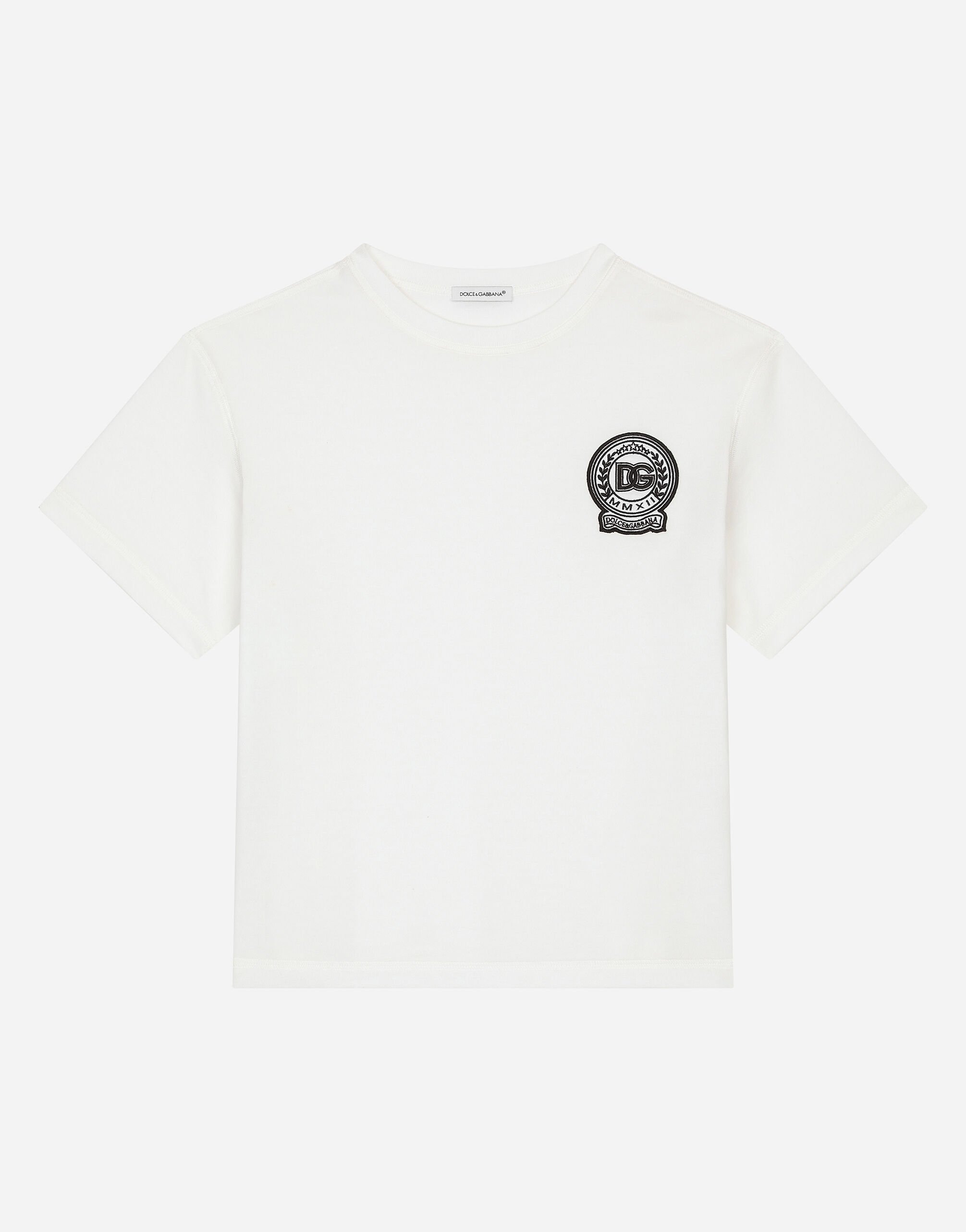 DOLCE & GABBANA Tシャツ 半袖 ホワイト コットン ハート DGロゴ Cotton T-shirt with DG embroidery in White for Men