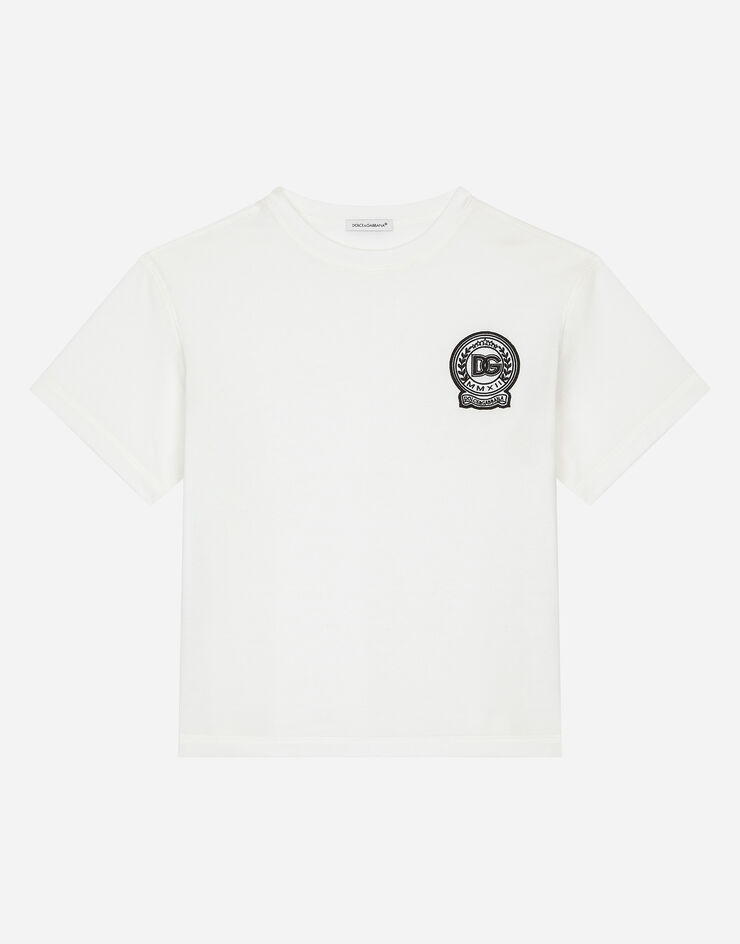 Dolce & Gabbana T-Shirt aus Jersey mit DG-Logo Weiss L4JTHVG7N0F