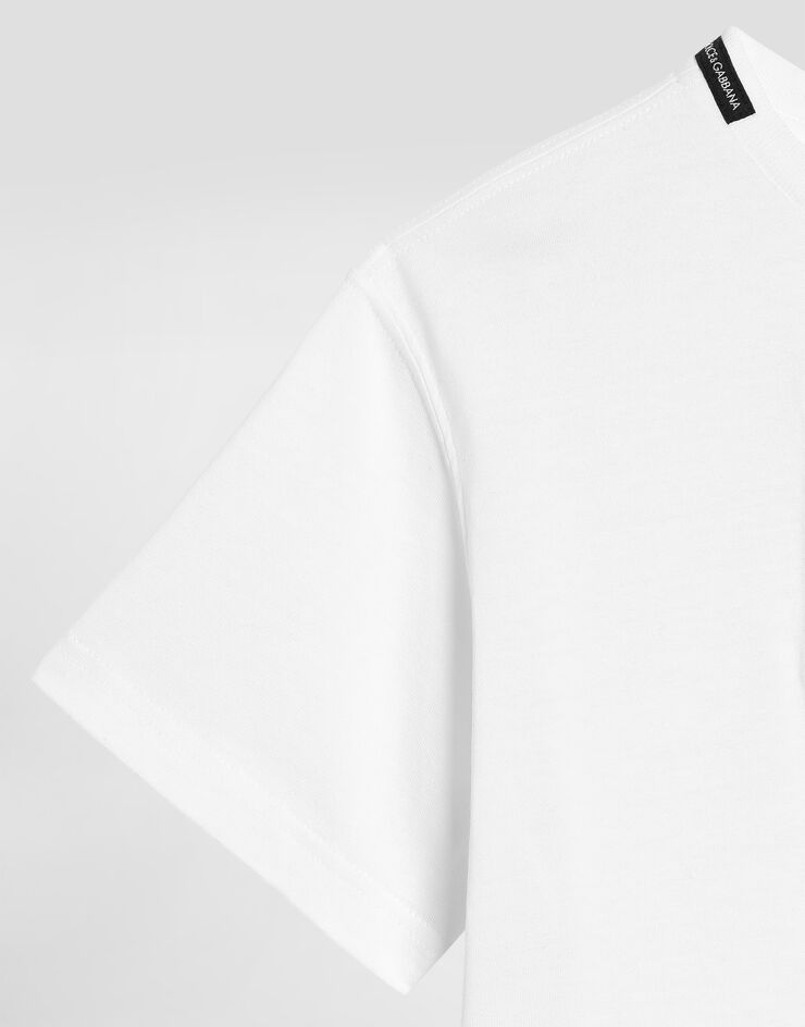 Dolce & Gabbana Short-sleeved t-shirt with embossed DG majolica-print logo Multicolor L4JTHVG7NVC