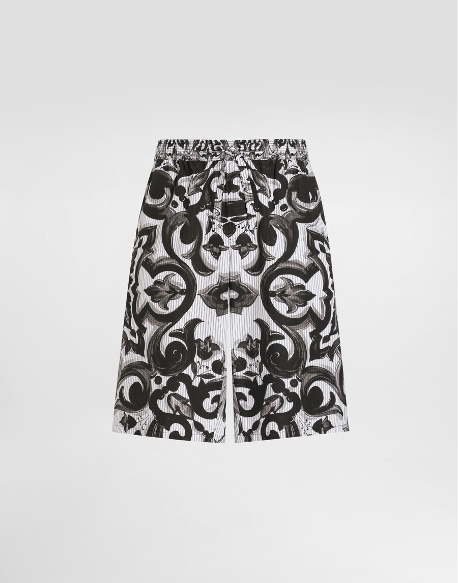 Majolica-print poplin trousers