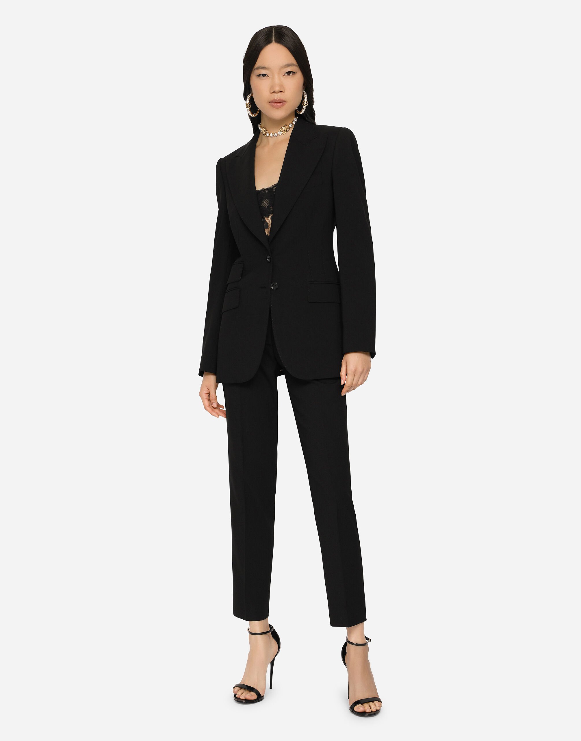 Single-breasted woolen Turlington blazer in Black for Women