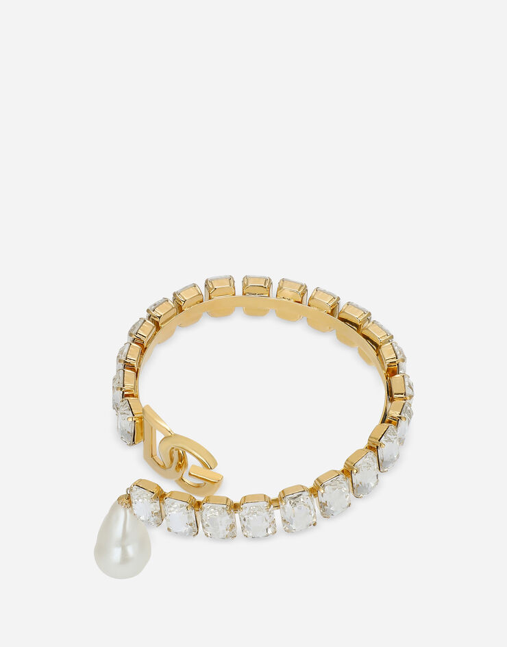 Dolce & Gabbana Collar rígido con perla, strass y logotipo DG Dorado WNO8S1W1111