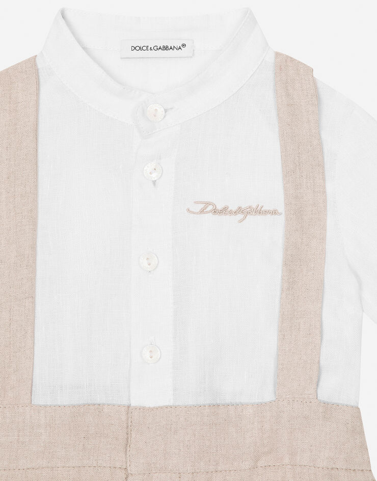 Dolce & Gabbana Tutina in lino con bretelle e logo Dolce&Gabbana Multicolore L11O89FU4LG