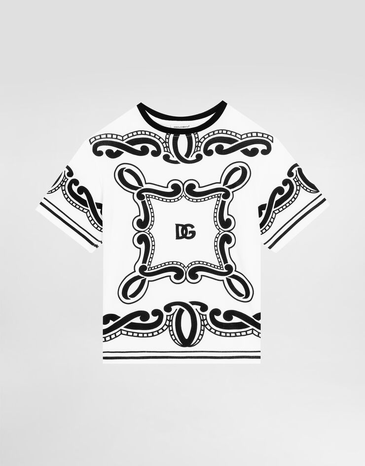 Dolce & Gabbana Camiseta de punto con estampado Bandana Blanco L4JTHVG7OK3