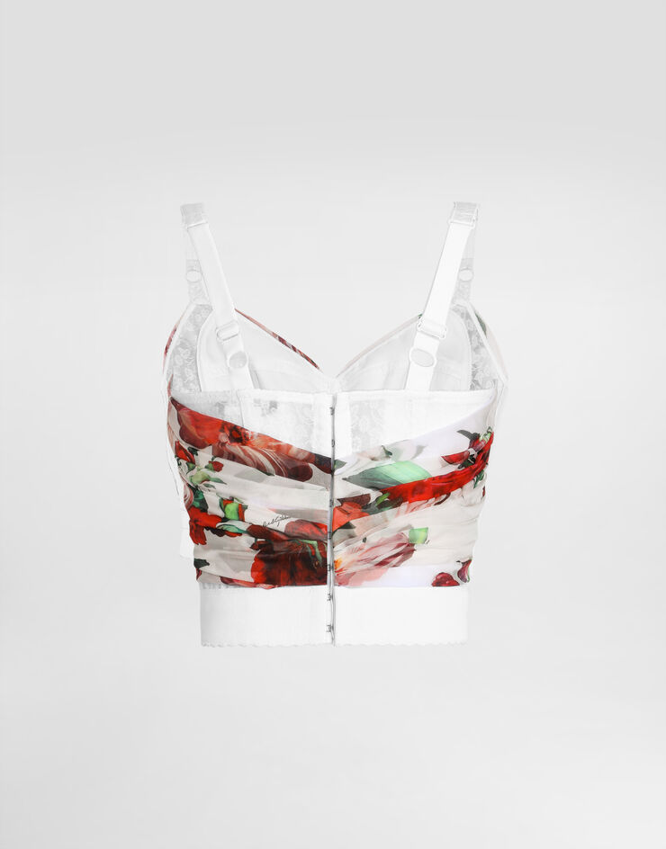 Dolce & Gabbana Rose-print marquisette and chiffon corset top Print F7AX5TIS1Y6