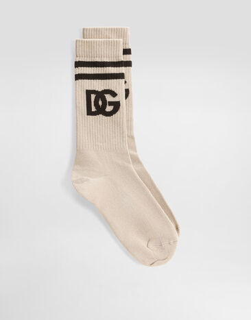 Dolce & Gabbana DG logo jacquard shaved sock Beige GXS80TJFMLA