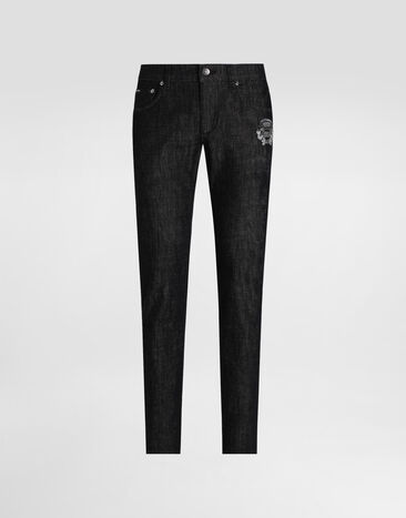Dolce & Gabbana Vaqueros skinny de algodón elástico con parche Multicolor GY07LZG8MU9