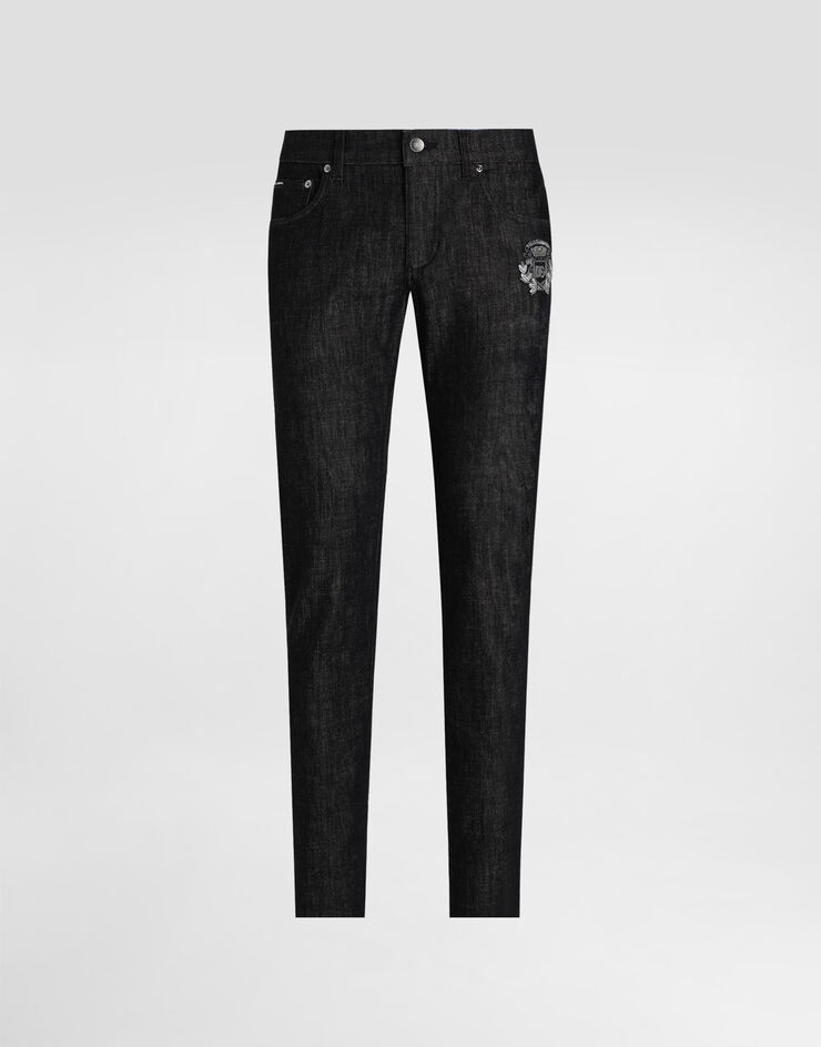 Dolce & Gabbana Vaqueros skinny de algodón elástico con parche Multicolor GY07LZG8MU9