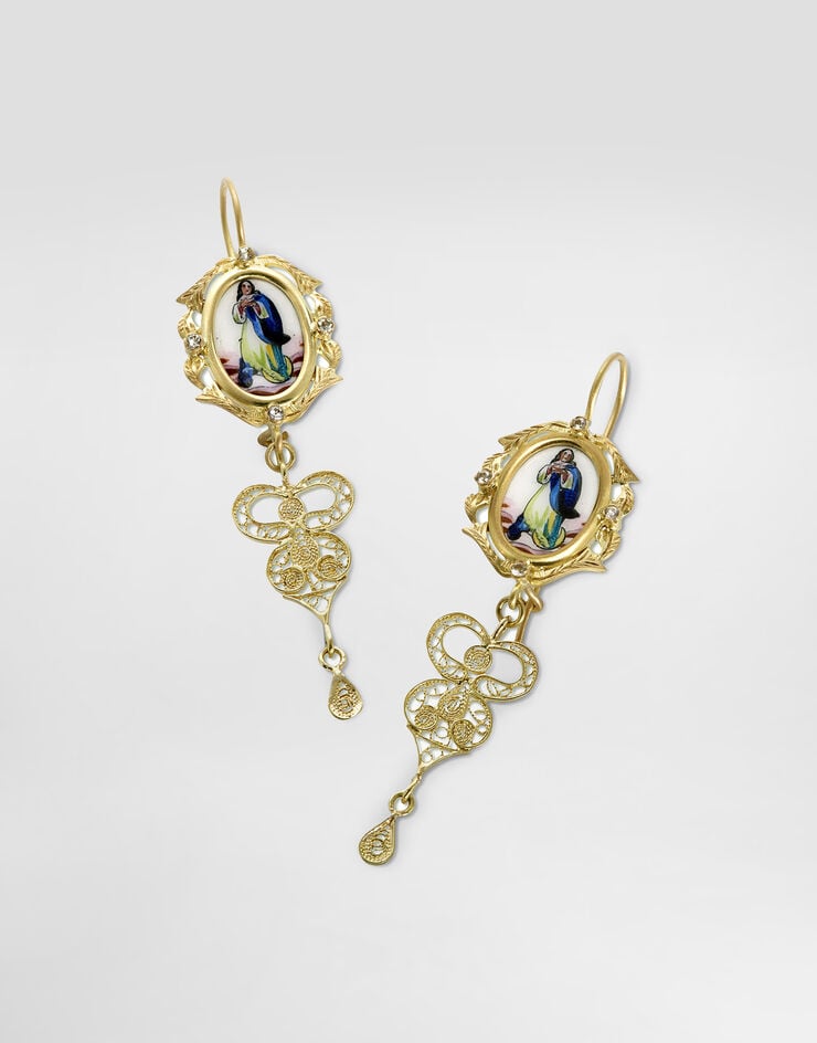 Dolce & Gabbana Sicily Earrings 18-carat yellow gold and colorless sapphires Gold WEDD1GW0001