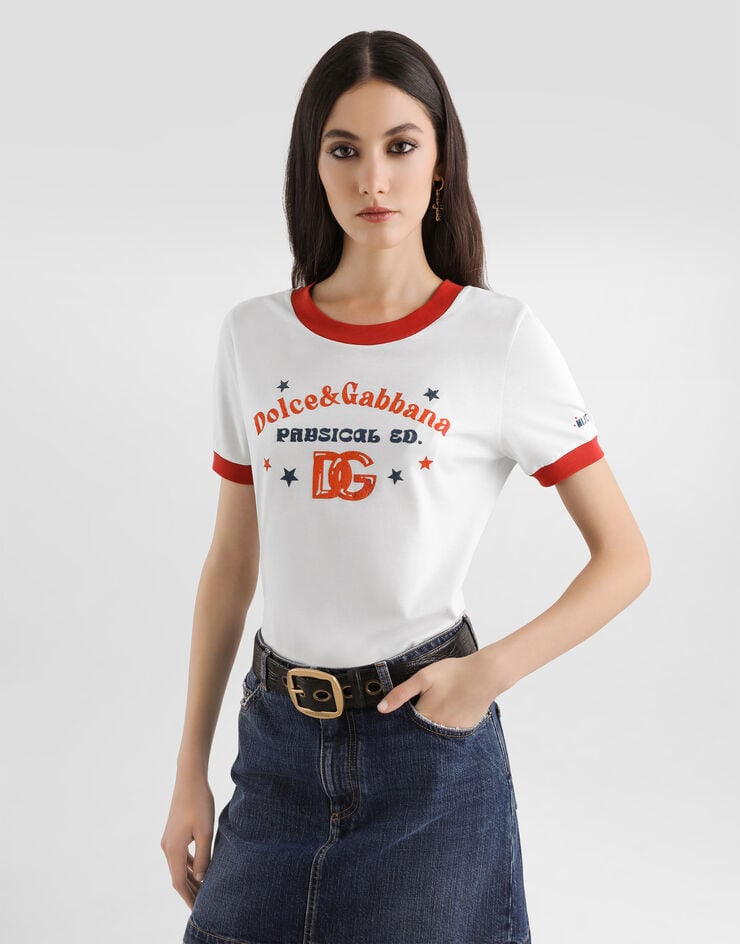 Dolce & Gabbana Jersey t-shirt with print White F8N08TGDDNG