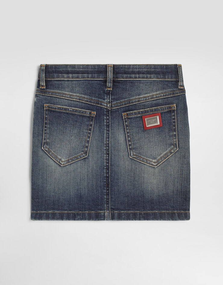 Dolce & Gabbana Denim skirt with applications Blue L56I24LDE27