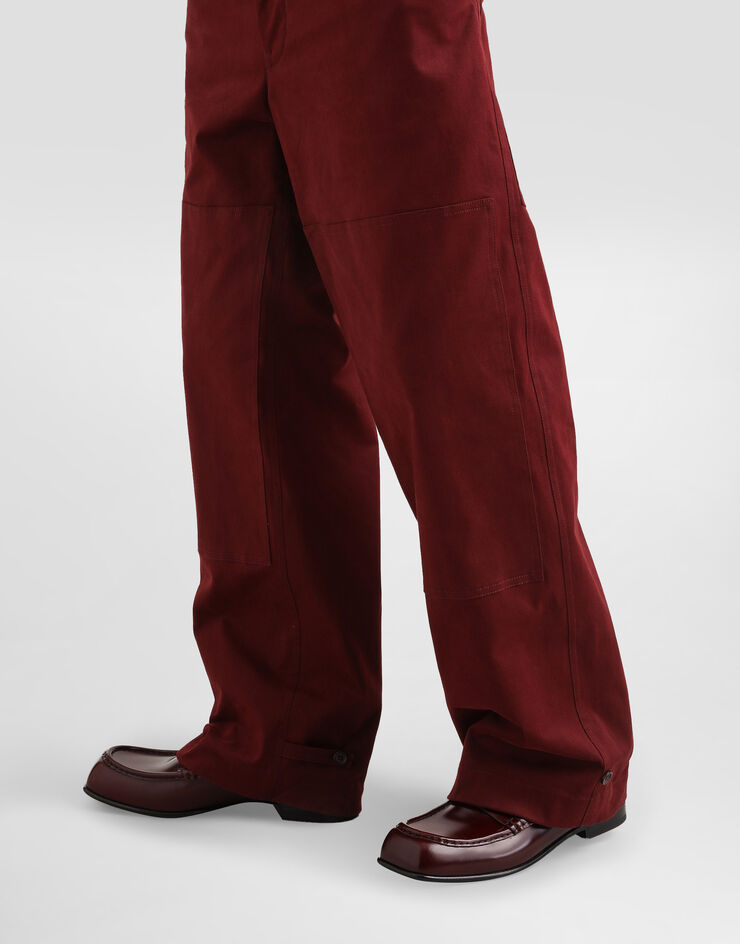 Dolce & Gabbana Pantalones cargo de algodón con placa Burdeos GP0RSTFUFL3