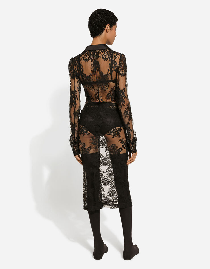 Dolce & Gabbana Floral lace jacket with satin details 黑 F27AJTHLMO7