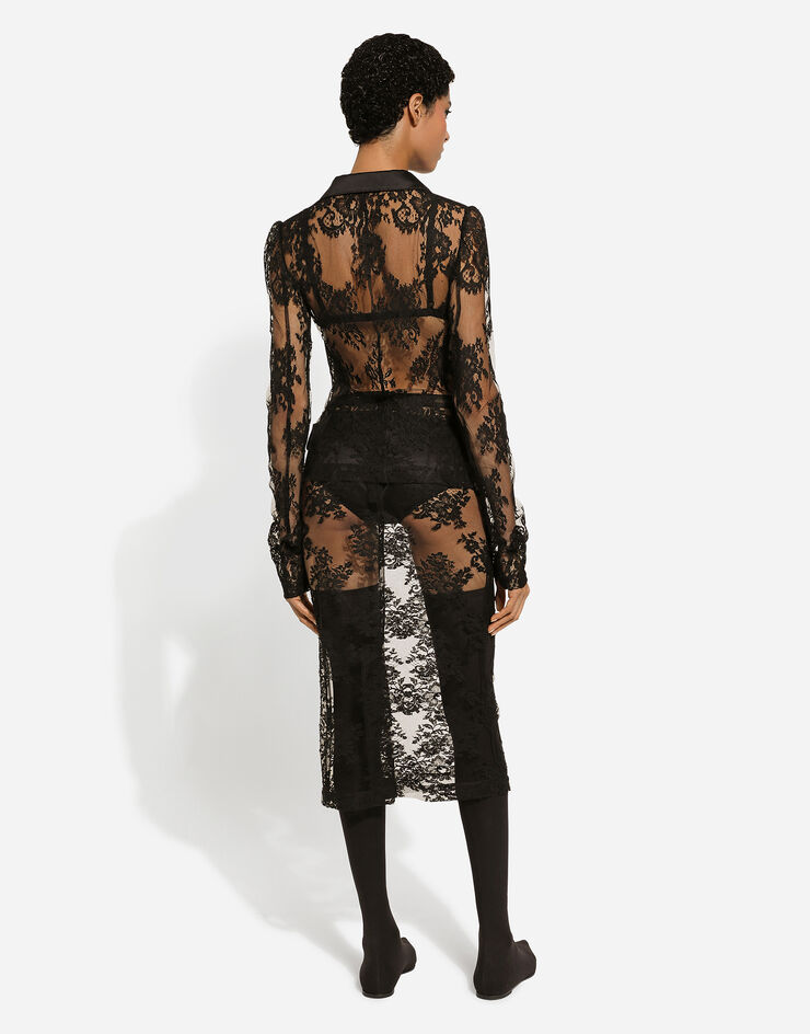 Dolce & Gabbana Floral lace jacket with satin details Black F27AJTHLMO7