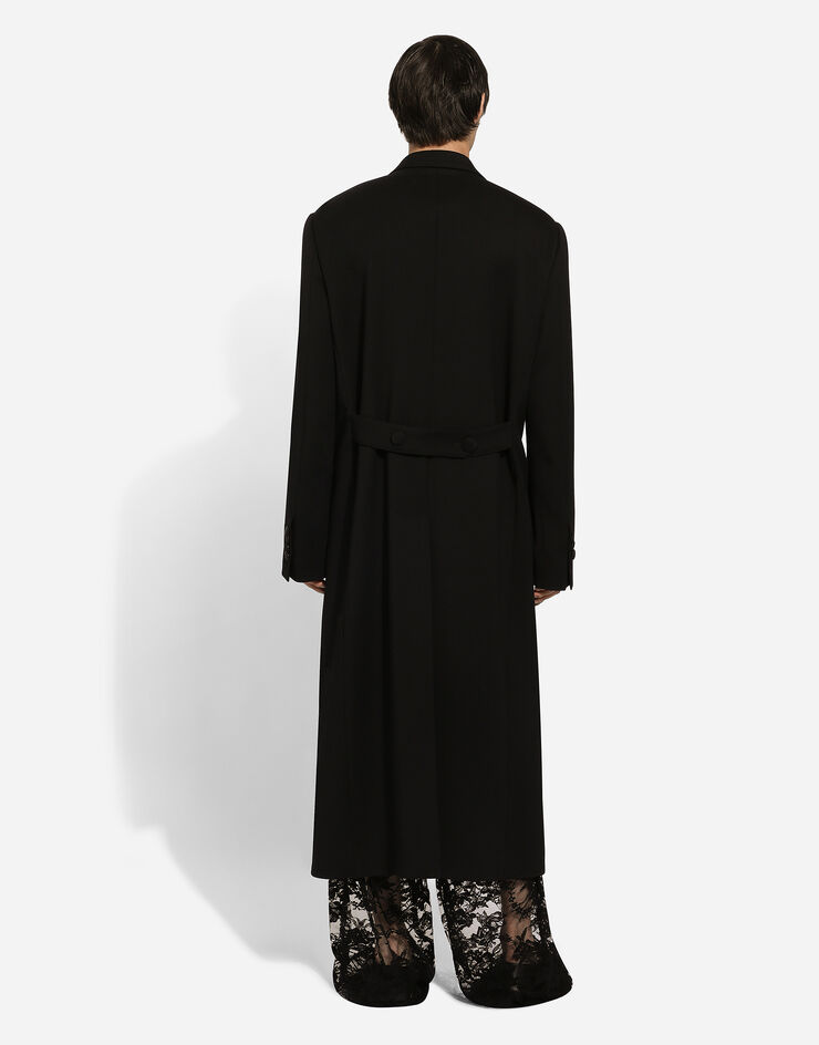 Dolce & Gabbana Einreihiger Wendemantel aus Wollstretch Black G043RTFUBGE