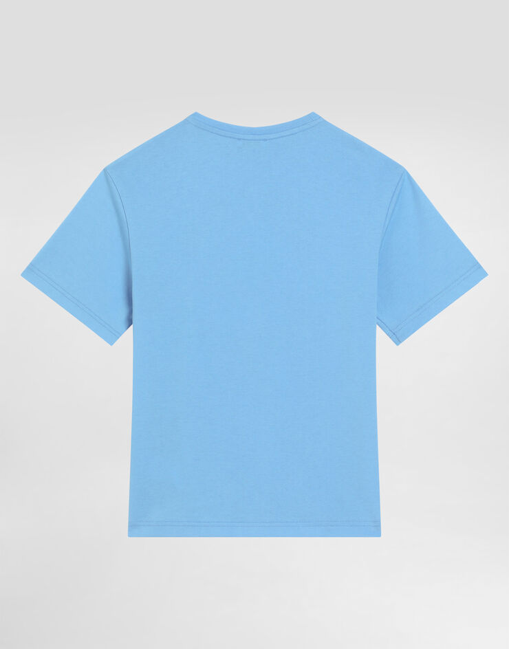 Dolce & Gabbana Jersey T-shirt with Dolce&Gabbana logo Azure L4JTHVG7OJY