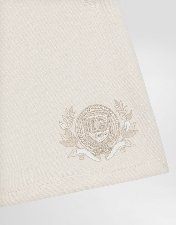 Dolce & Gabbana Fleece shorts with DG logo Cream L4JQR4G7O5B