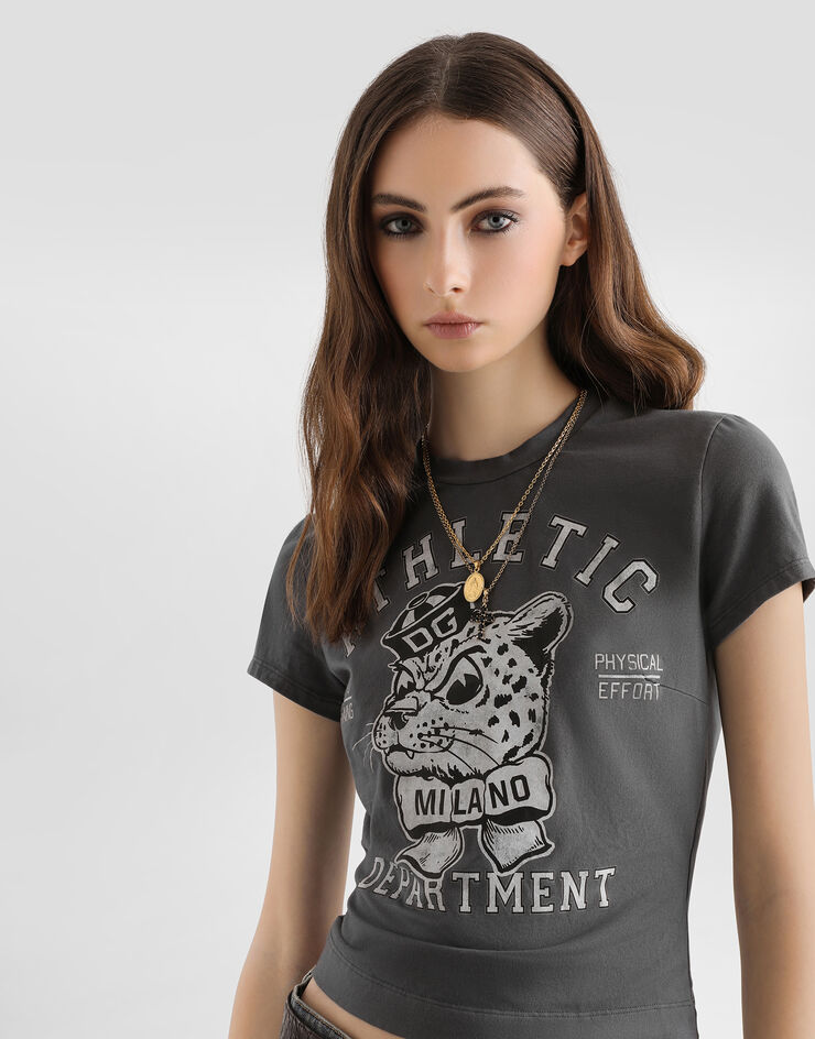 Dolce & Gabbana Jersey t-shirt with print Grey F8V81TGDDPH