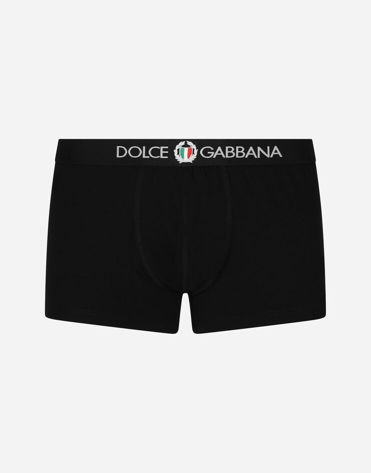 Dolce & Gabbana Boxer regular jersey bielastico con stemma Black M4C03JONN94