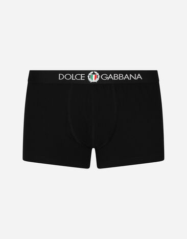Dolce & Gabbana Two-way-stretch jersey regular-fit boxers with emblem Black M1A06TFUAD8