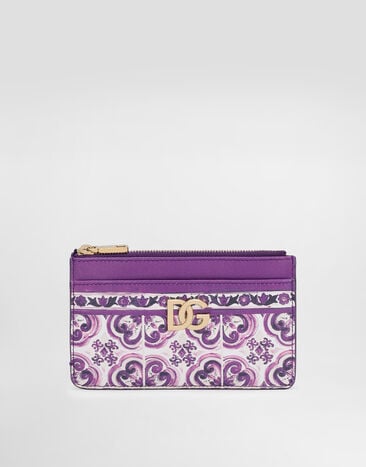 Dolce & Gabbana Majolica-print calfskin card holder Multicolor BI1261AO026