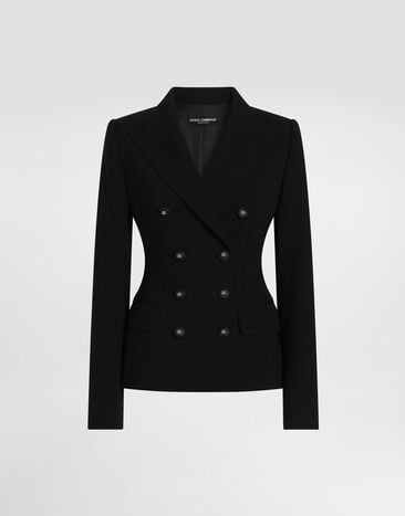 Dolce & Gabbana Double-breasted jacket in double wool crêpe Black F27JETFU2L8