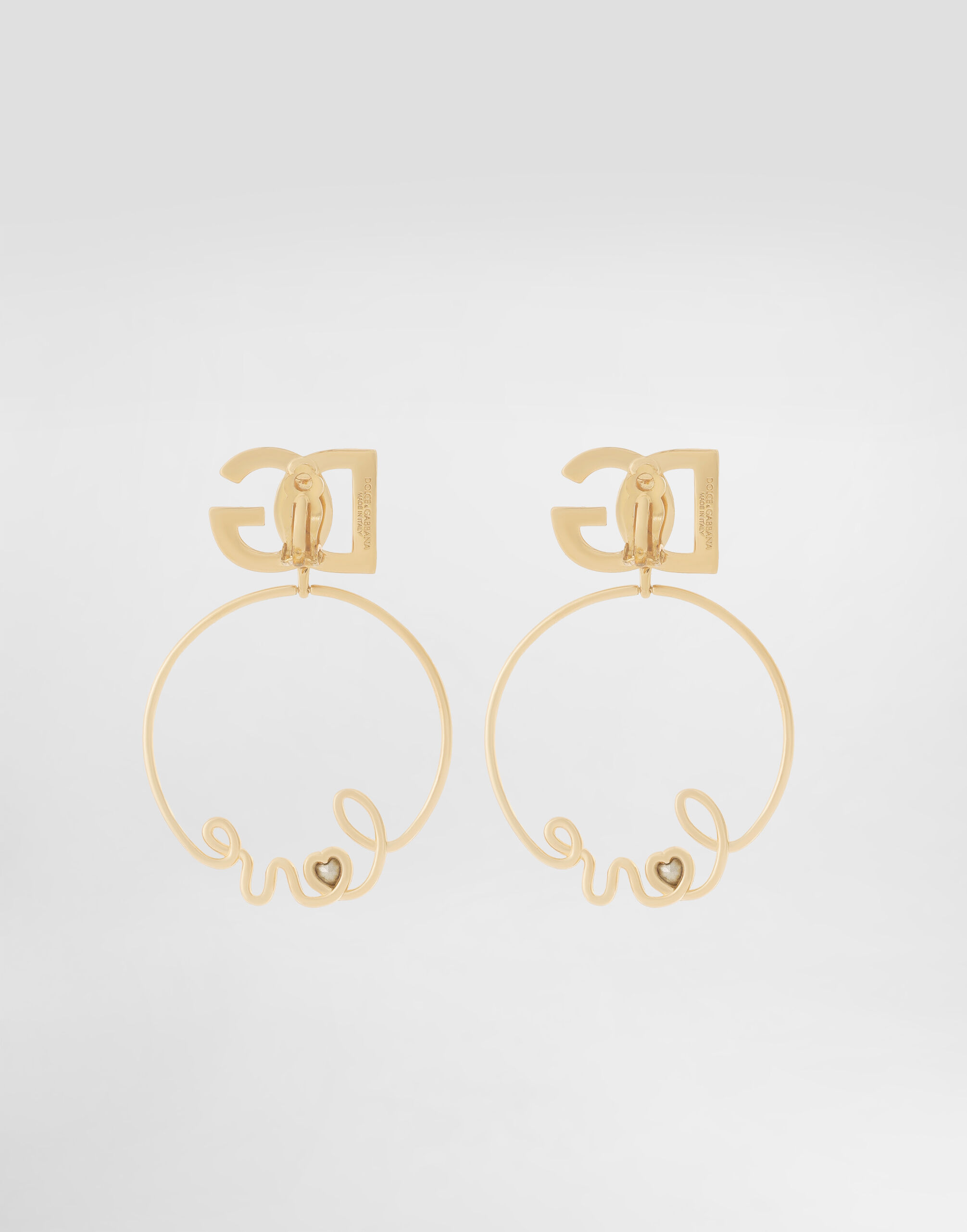 Clip-on “love” earrings with DG logo in Gold for Women