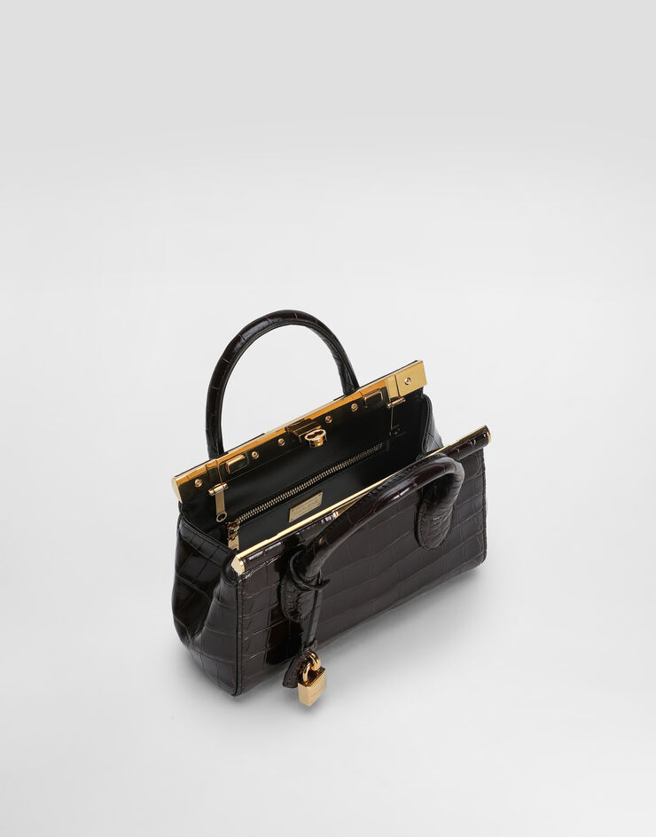 Dolce & Gabbana Borsa day mini Marlene in alligatore lucido Marrone BB7744A2R08