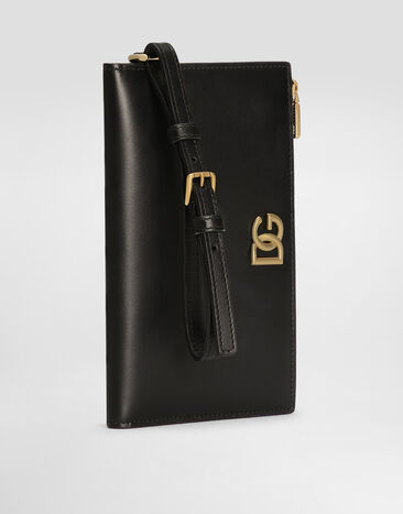 Dolce & Gabbana Porta passaporto in pelle di vitello con logo DG Nero BI3336AW576