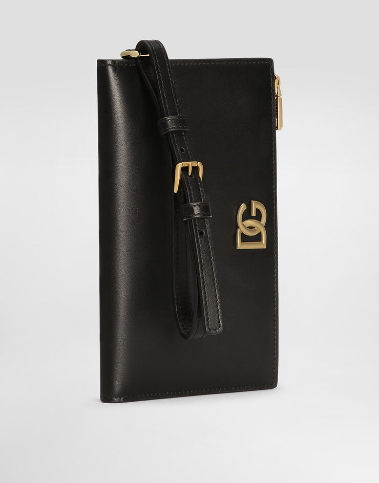 Dolce & Gabbana Funda para pasaporte de piel de becerro con logotipo DG Negro BI3336AW576
