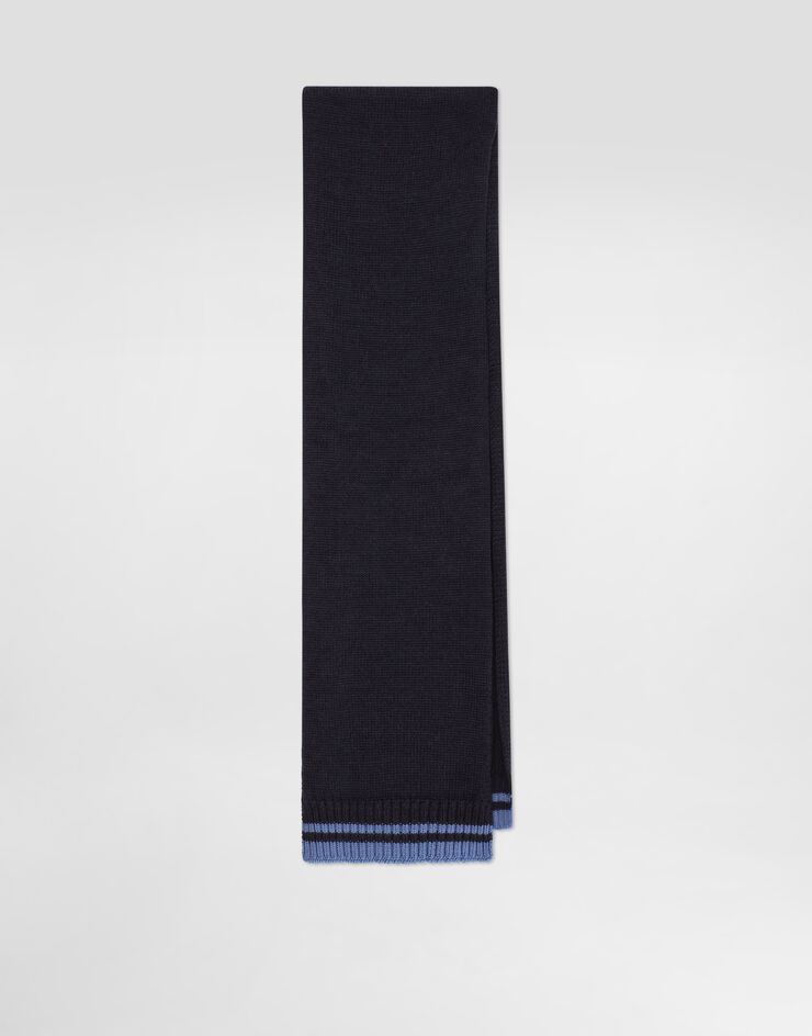 Dolce & Gabbana Knitted scarf with DG patch embroidered Blue LBKAG6JDVBI