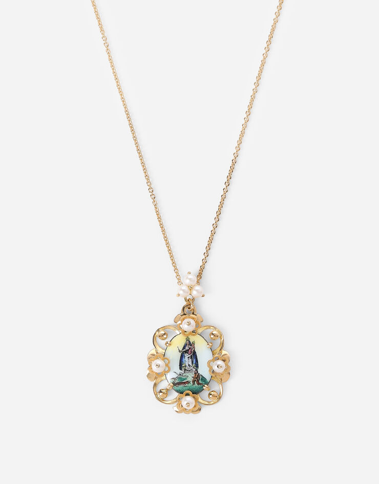 Dolce & Gabbana D.D. pendant in yellow 18kt gold and antique cheramic miniature Gold WAED1GWPER1
