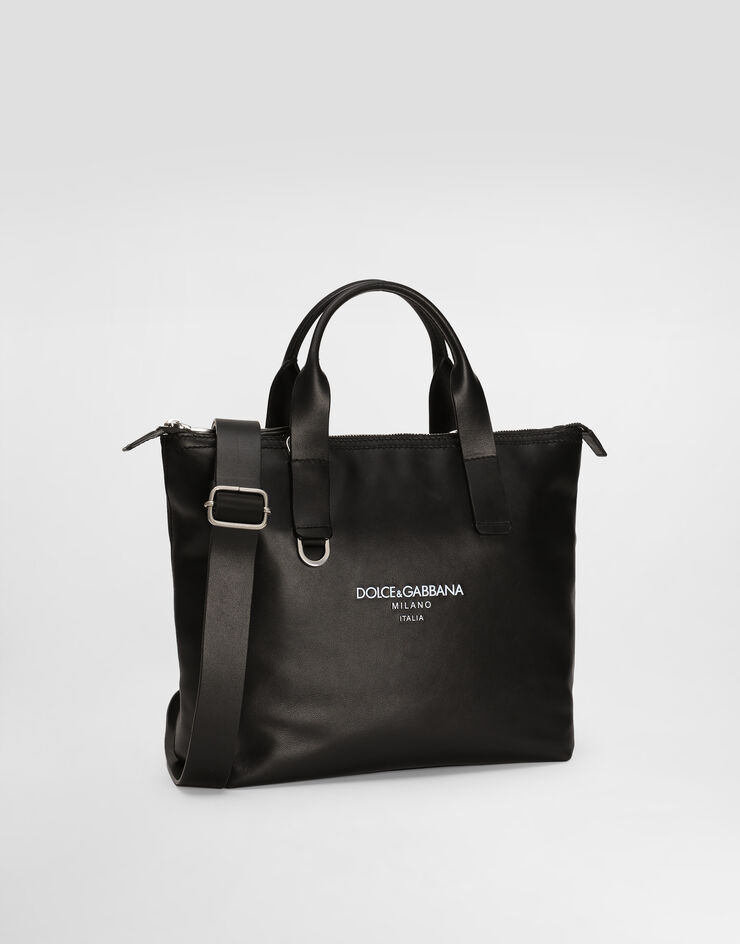 Dolce & Gabbana حقيبة تسوق صغيرة من جلد عجل أسود BM2384A6E48