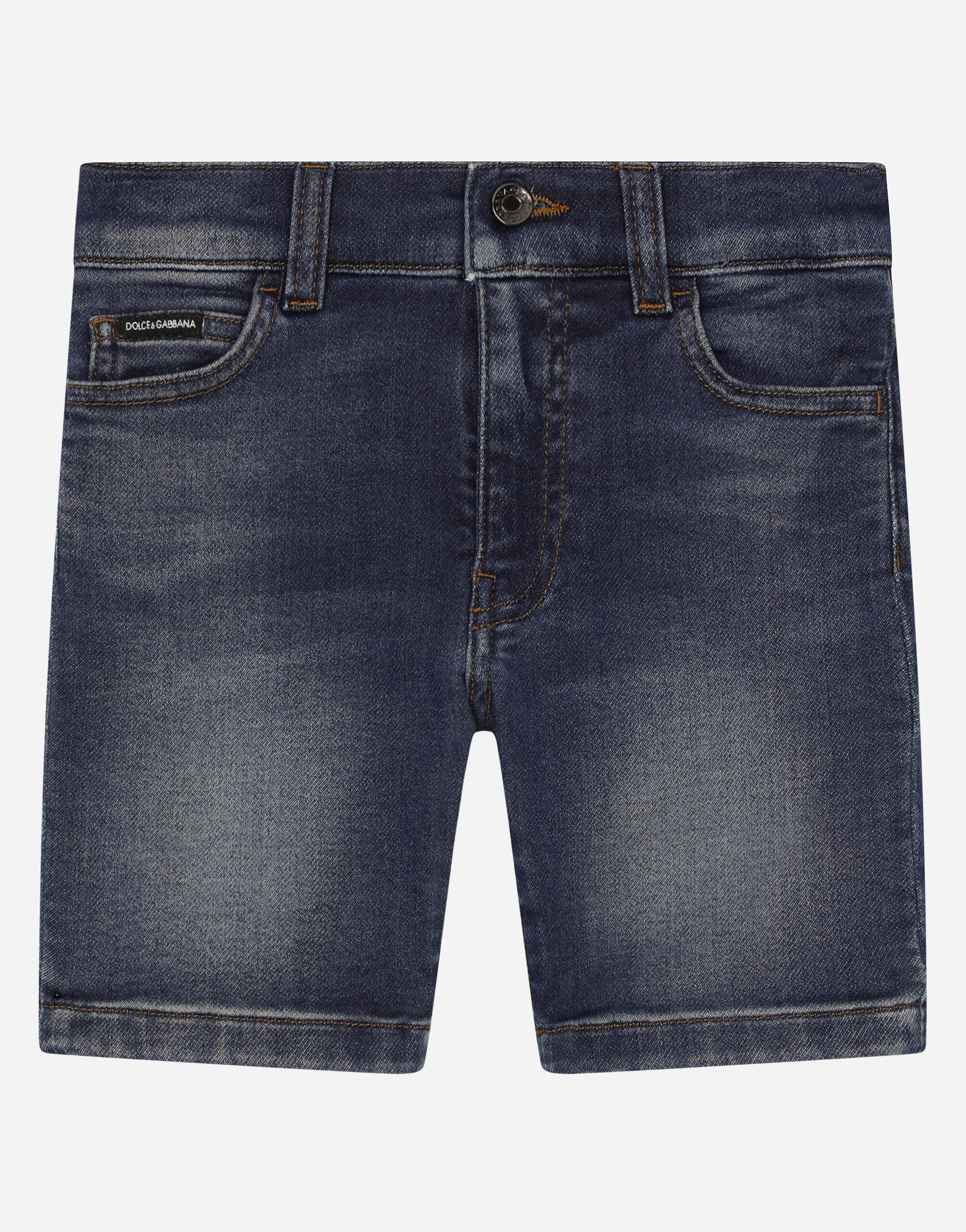 Blue wash denim jersey shorts in Blue for Boys Dolce Gabbana US