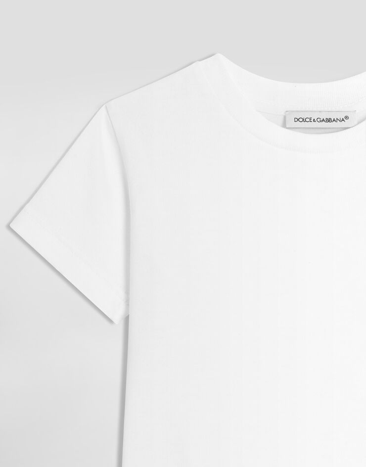Dolce & Gabbana T-Shirt aus Jersey mit Patch Weiss L1JT7WG7QK3