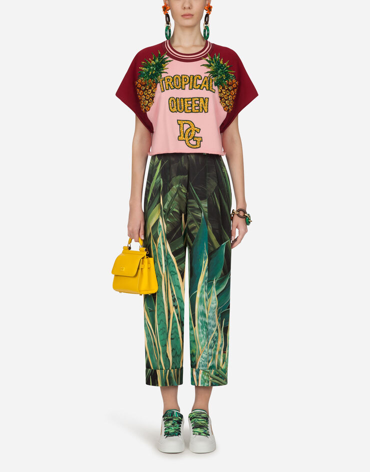 Dolce & Gabbana Portofino sneakers in nappa calfskin with lettering and printed silk laces BLANCO/VERDE CK1602AW017