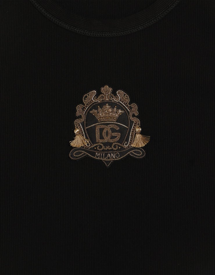 Dolce & Gabbana Camiseta sin mangas de algodón Black G8SY5ZFU7AV