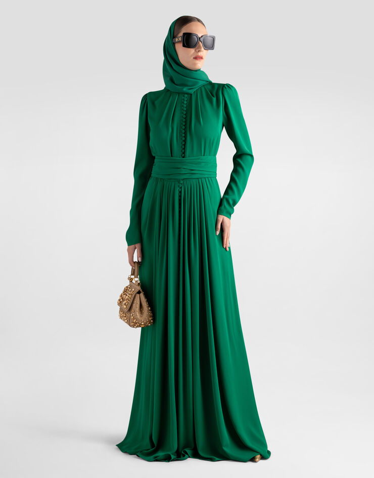 Dolce & Gabbana Rose-print charmeuse dress Multicolor I6AE7ZFSA77