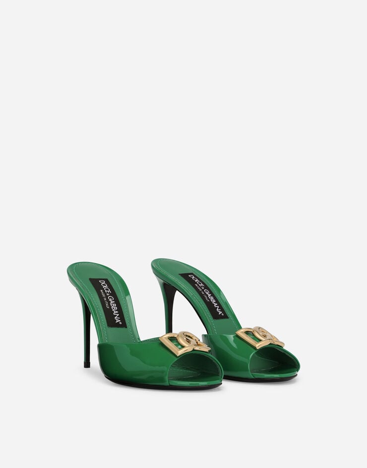 Dolce & Gabbana Mule de charol con logotipo DG Verde CR1484A1471