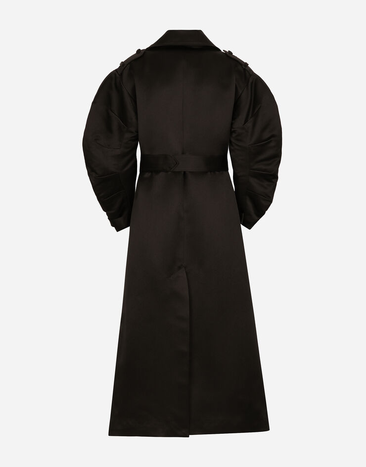 Dolce & Gabbana Trenchcoat aus Duchesse mit gerafften Ärmeln Black F0D1LTFU1KM