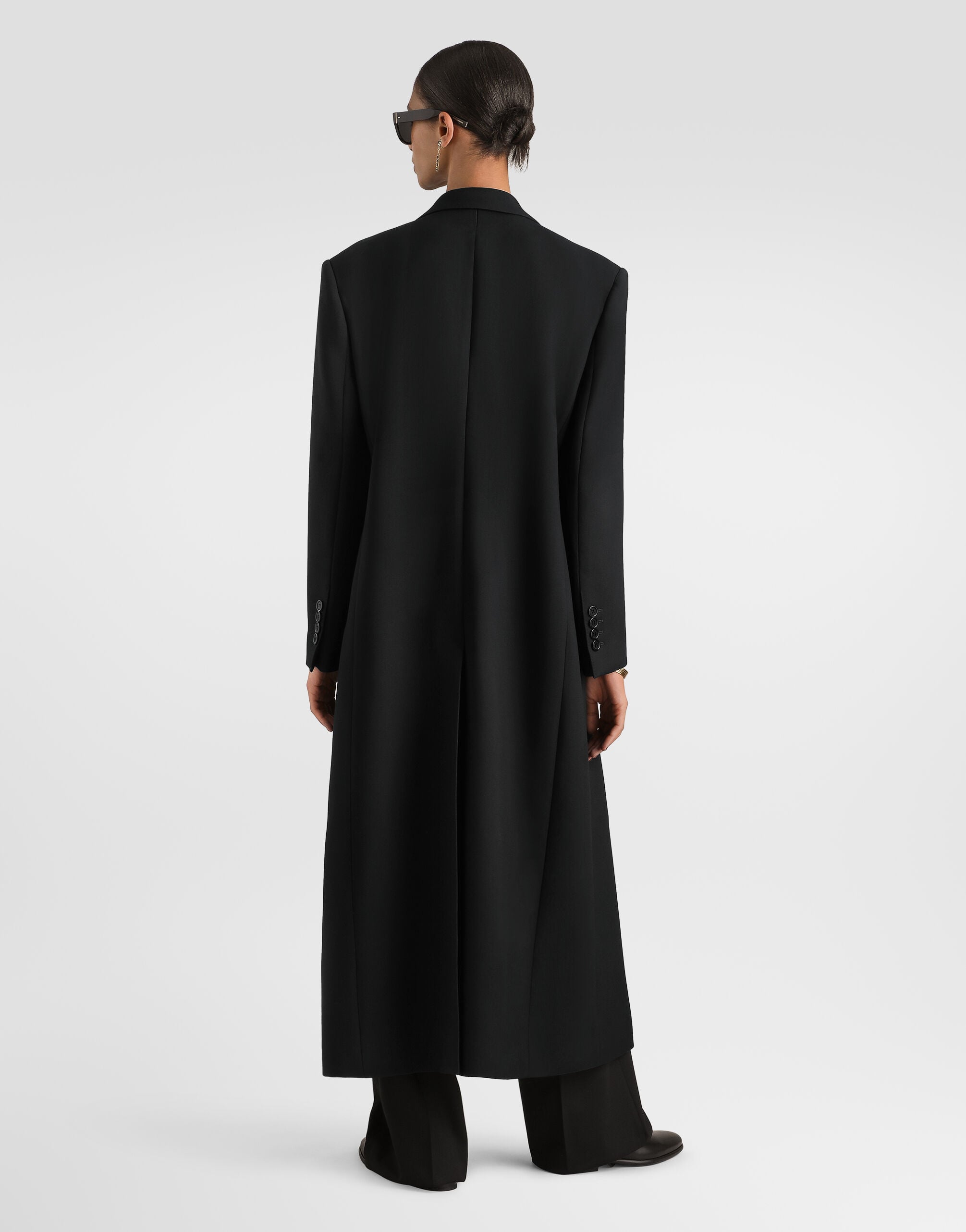 Wool gabardine coat in Black for Women | Dolce&Gabbana® US